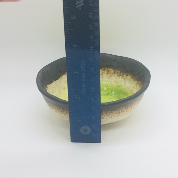 Handmade pottery bowl set condiment /dessert bowls cream green gray brown - Picture 4 of 9